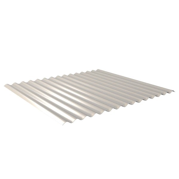 Wellblech 18/1064 aus Stahl, 0,63 mm, Grauweiß RAL 9002, schraeg von oben