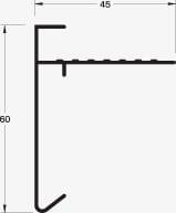 Technische Zeichnung des Dachrandprofils mit den Massen 45 mm und 60 mm