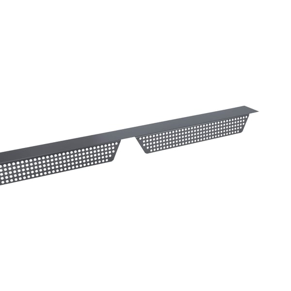 Zahnblech gelocht, anthrazitgrau, 0,75 mm Stahl, freigestellt, lange Ansicht der Perforation