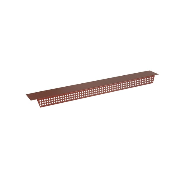 Zahnblech gelocht, rotbraun RAL 8012, 0,75 mm Stahl, freigestellt, schraeg von oben