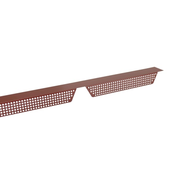 Zahnblech gelocht, rotbraun RAL 8012, 0,75 mm Stahl, freigestellt, schraeg von oben