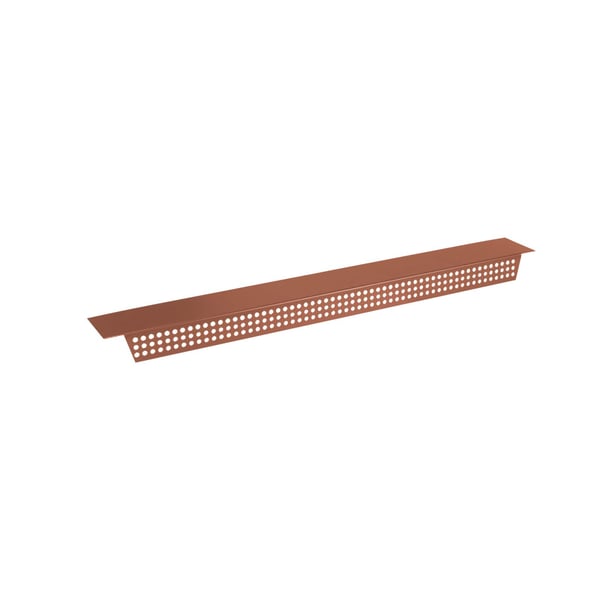 Zahnblech gelocht, kupferbraun RAL 8004, 0,75 mm Stahl, freigestellt, schraeg von oben