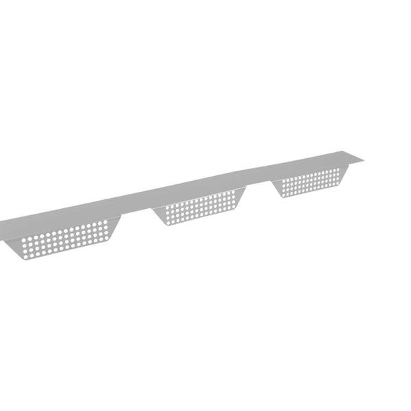 Zahnblech gelocht aus Stahl 0,75 mm in Weißaluminium RAL 9006, Gesamtansicht schraeg von oben