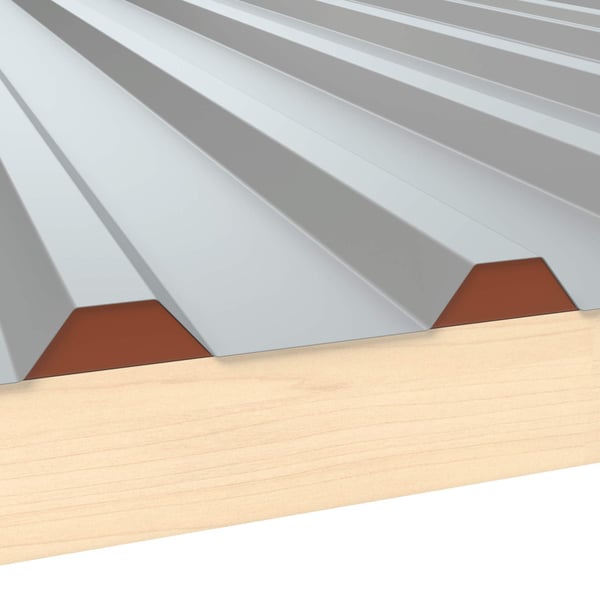 Zahnblech ungelocht, 0,75 mm Stahl Kupferbraun RAL 8004, auf Holzunterkonstruktion