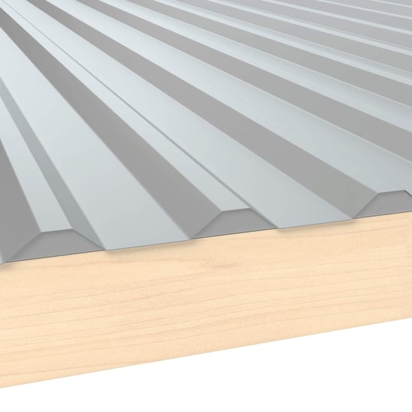 Zahnblech ungelocht, Stahl 0,75 mm, Weißaluminium RAL 9006, auf Holzunterkonstruktion