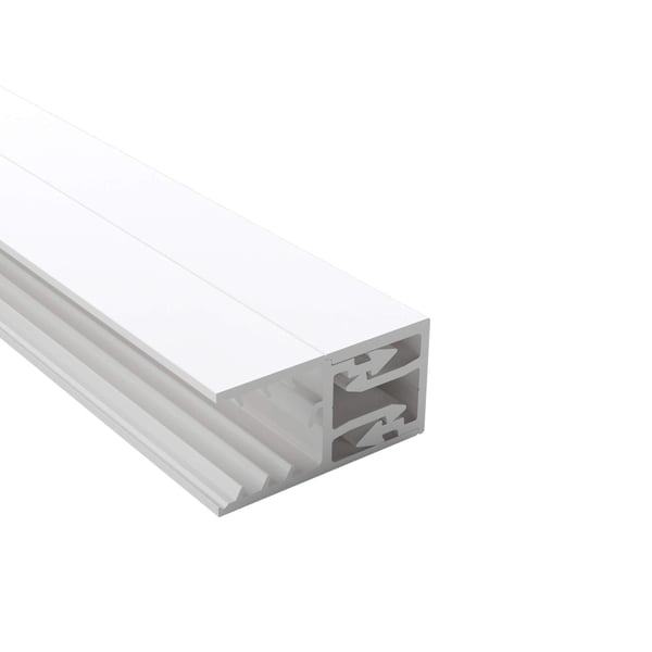Zevener Sprosse Wandleiste 16 mm, weisses PVC Profil mit zwei Kammern und seitlicher Befestigungsnut, Hauptansicht