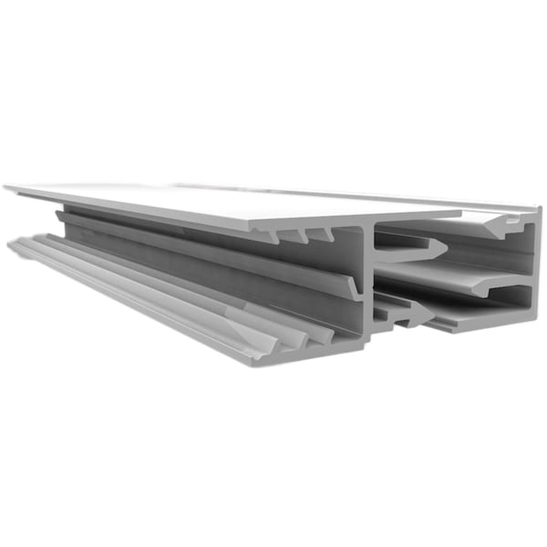 Zevener Sprosse Wandleiste 16 mm, weisses PVC Profil mit zwei Kammern und seitlicher Befestigungsnut, Schnittansicht