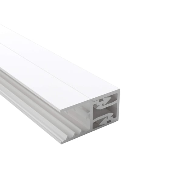 Zevener Sprosse Wandleiste 16 mm PVC weiß, Schnittansicht mit Hohlkammern und Befestigungsnuten