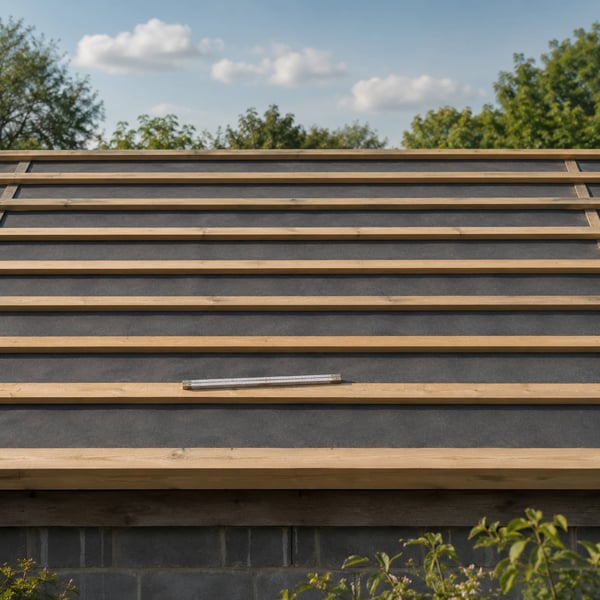 Dachlattung für Pfannenblech mit dickerer Trauflatte und 35 cm Regelabstand
