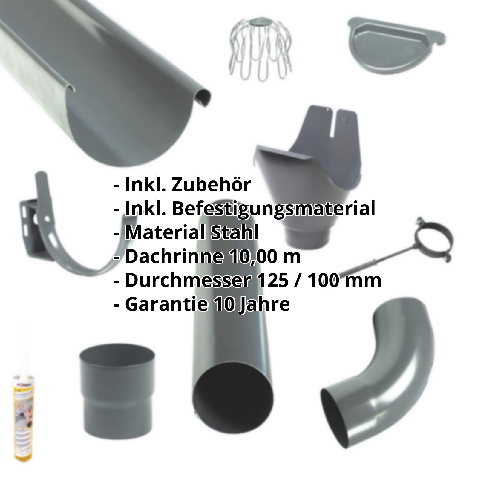Stahl Dachrinnen Sparpaket 10 m | Ø 125/100 mm | Farbe Graphit #2