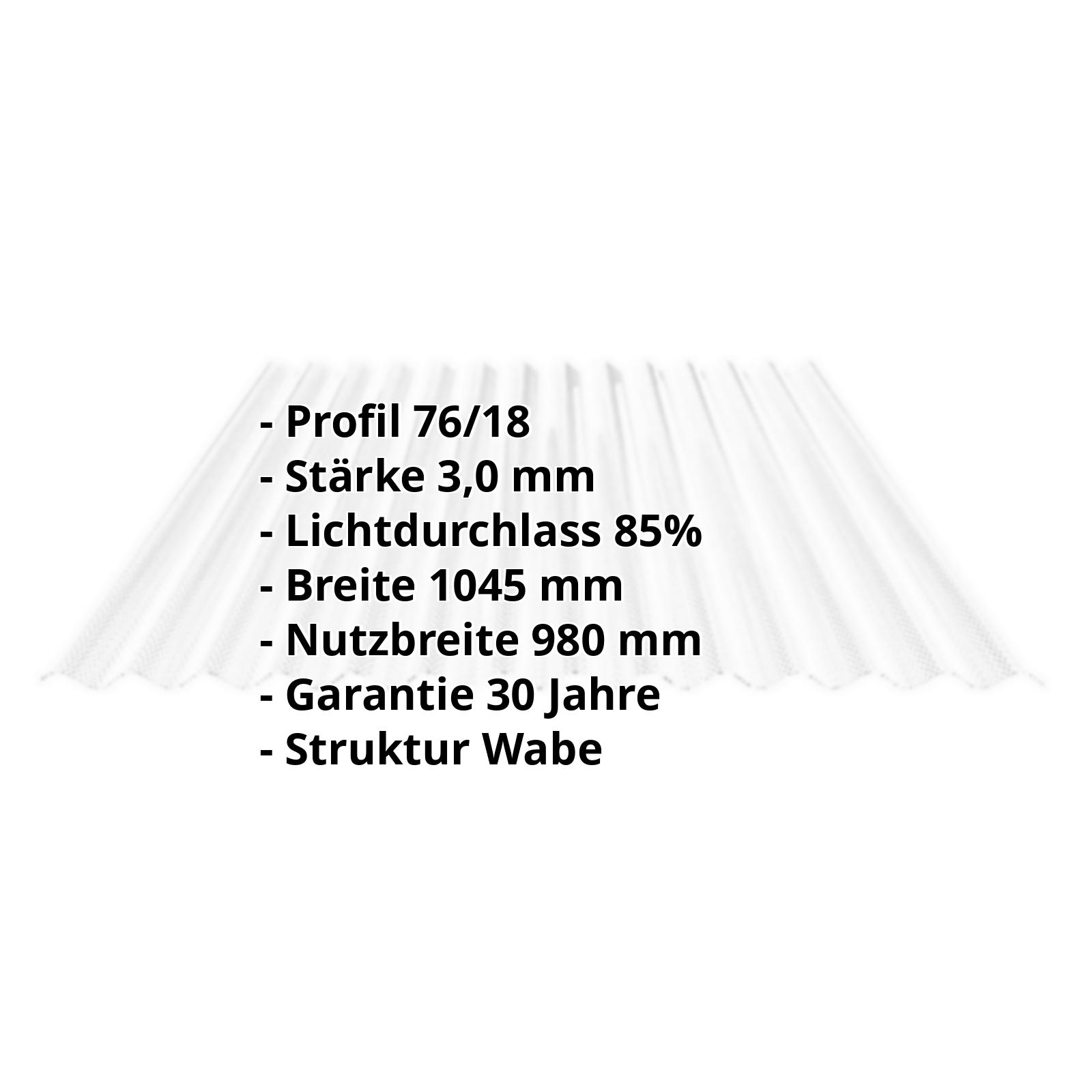 Acrylglas Wellplatte | 76/18 | 3,00 mm | Klar | Wabenstruktur | 500 mm #2