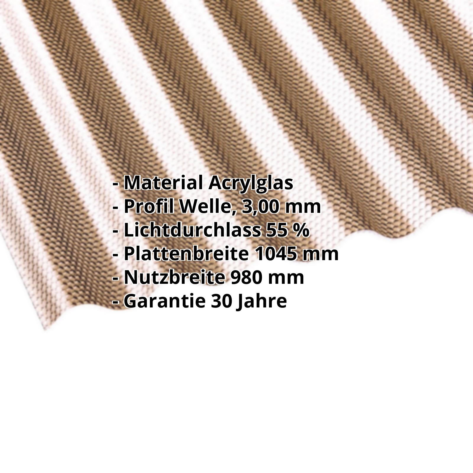 Acrylglas Wellplatte | 76/18 | 3,00 mm | Bronze | Wabenstruktur | 2000 mm #2