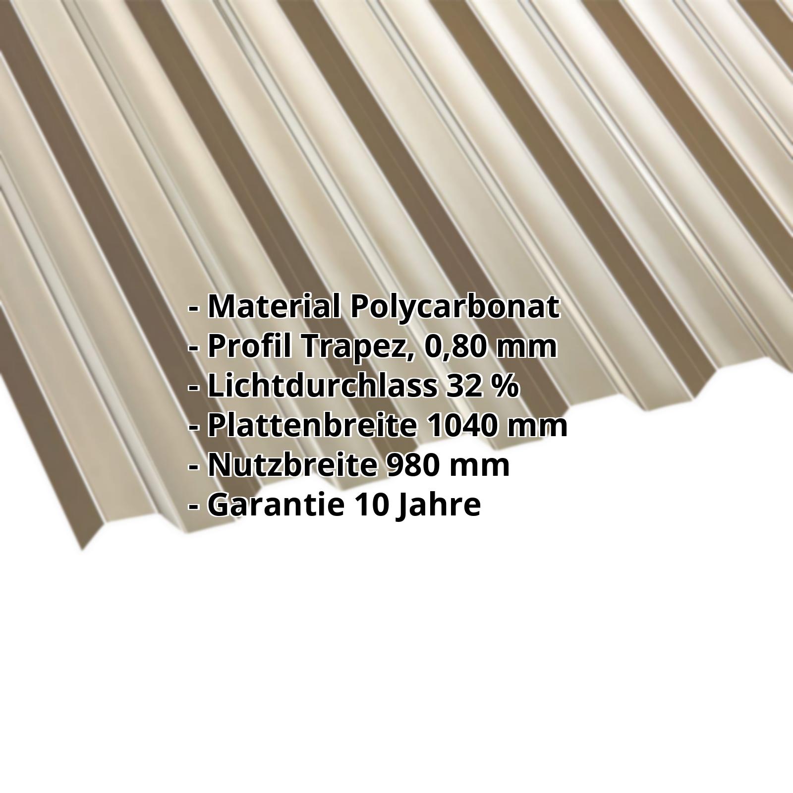 Polycarbonat Spundwandplatte | 76/18 | 0,80 mm | Bronze | 2000 mm #2