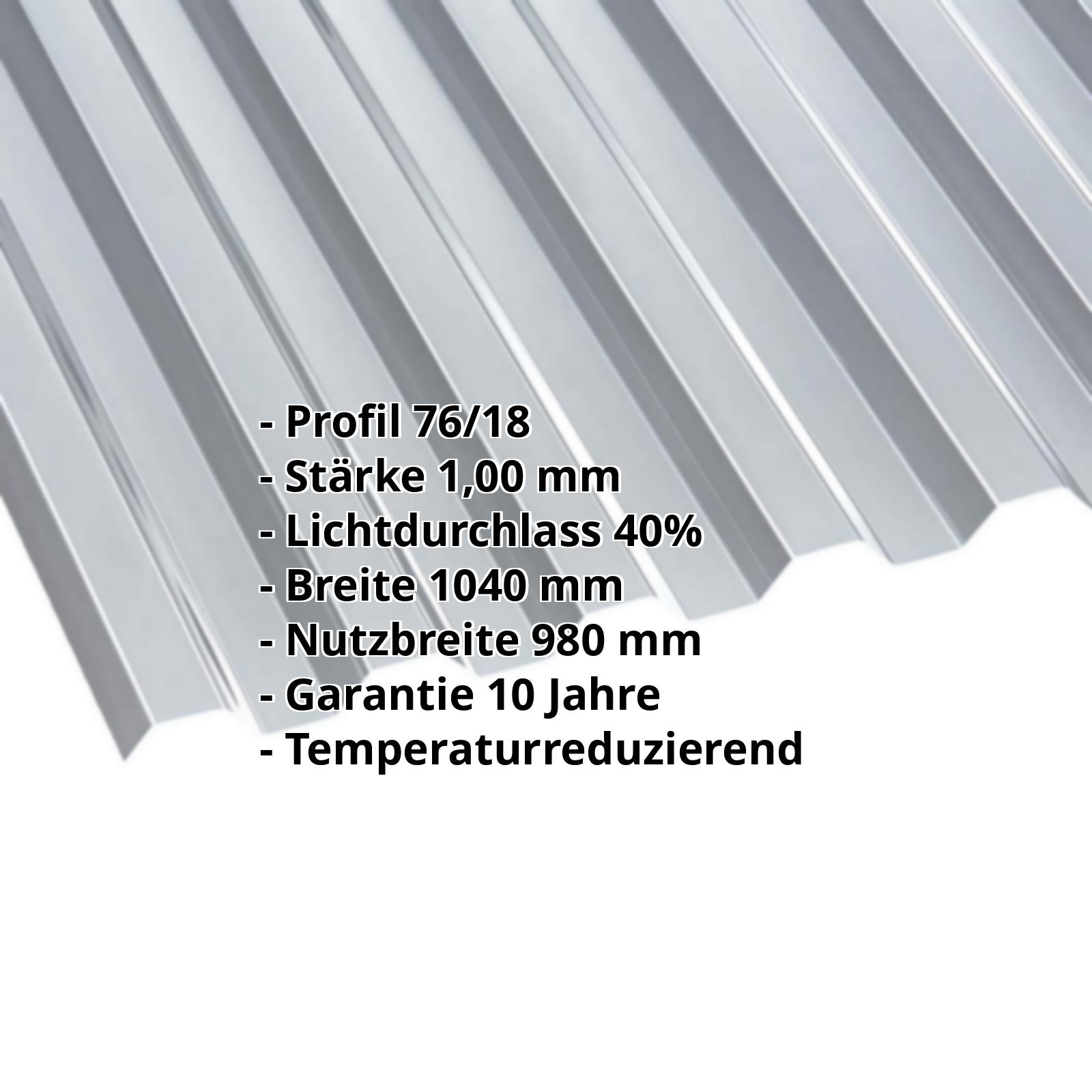 Polycarbonat Spundwandplatte | 76/18 | 1,00 mm | Grau | Temperaturreduzierend | 2000 mm #2