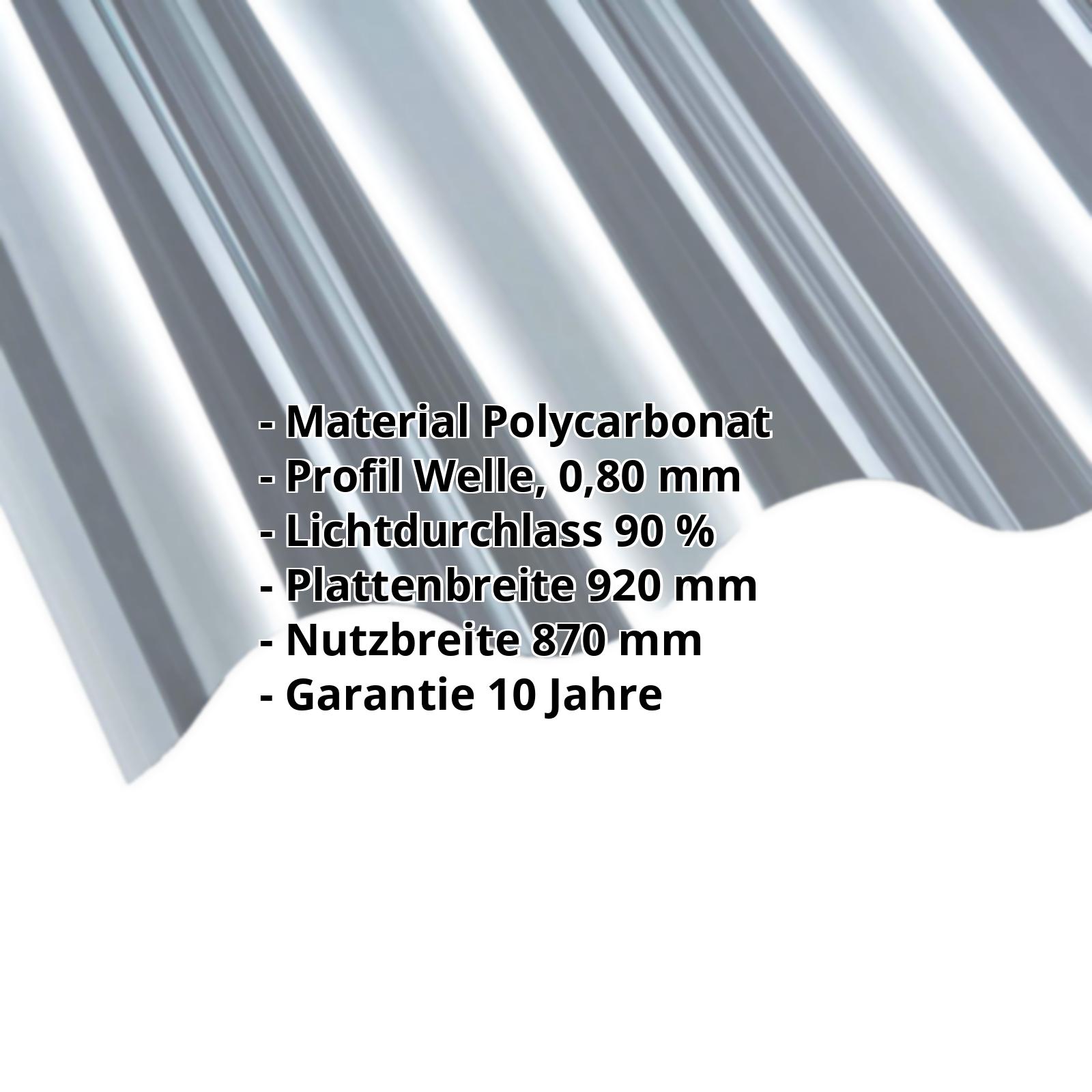 Polycarbonat Wellplatte | 177/51 | Profil 5 | 0,80 mm | Klar | 1250 mm #2