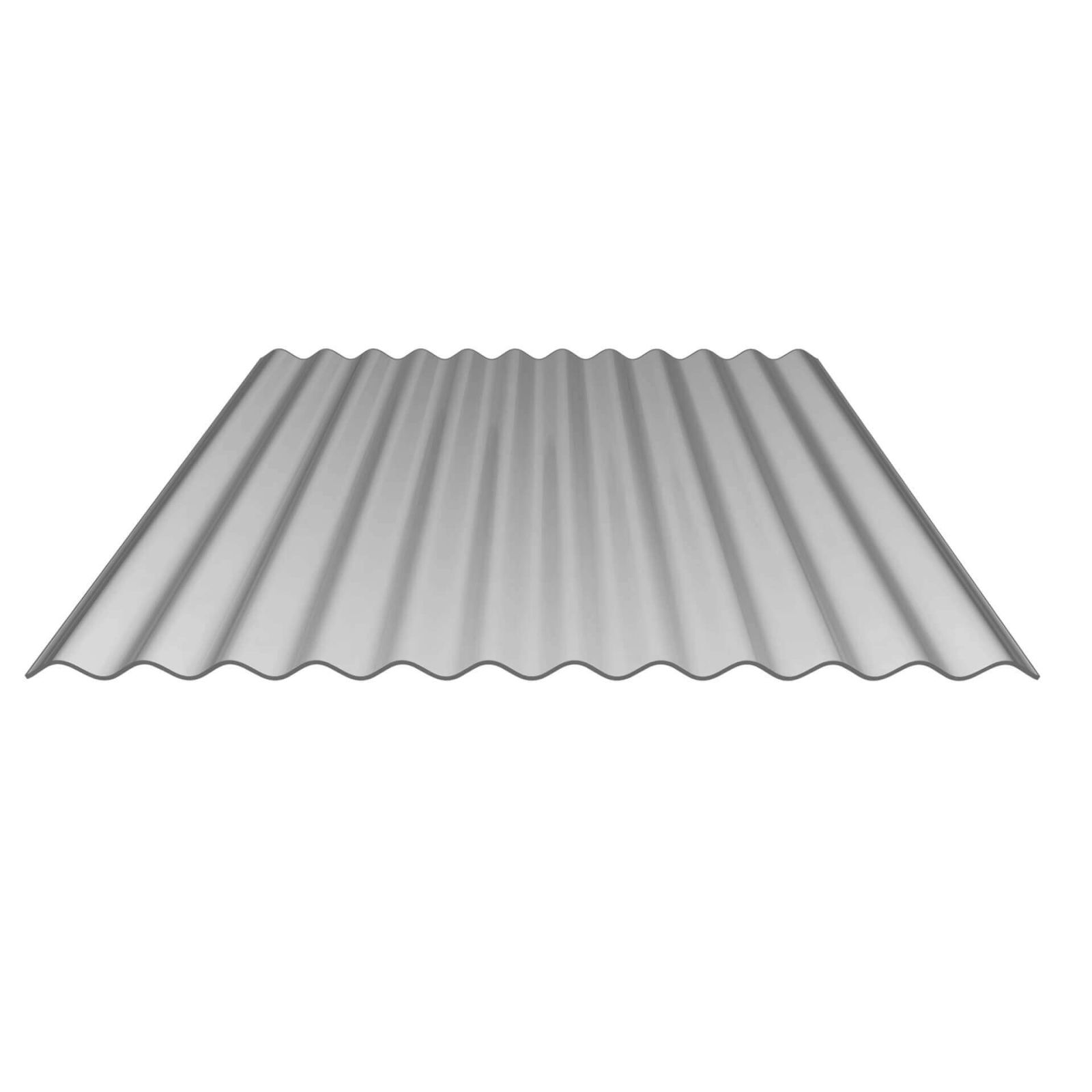 Zoom Modal | Polycarbonat Wellplatte | 76/18 | 1,1 mm | Silbermetallic | 2-Seiten UV-Schutz | Temperaturreduzierend | 500 mm | 0