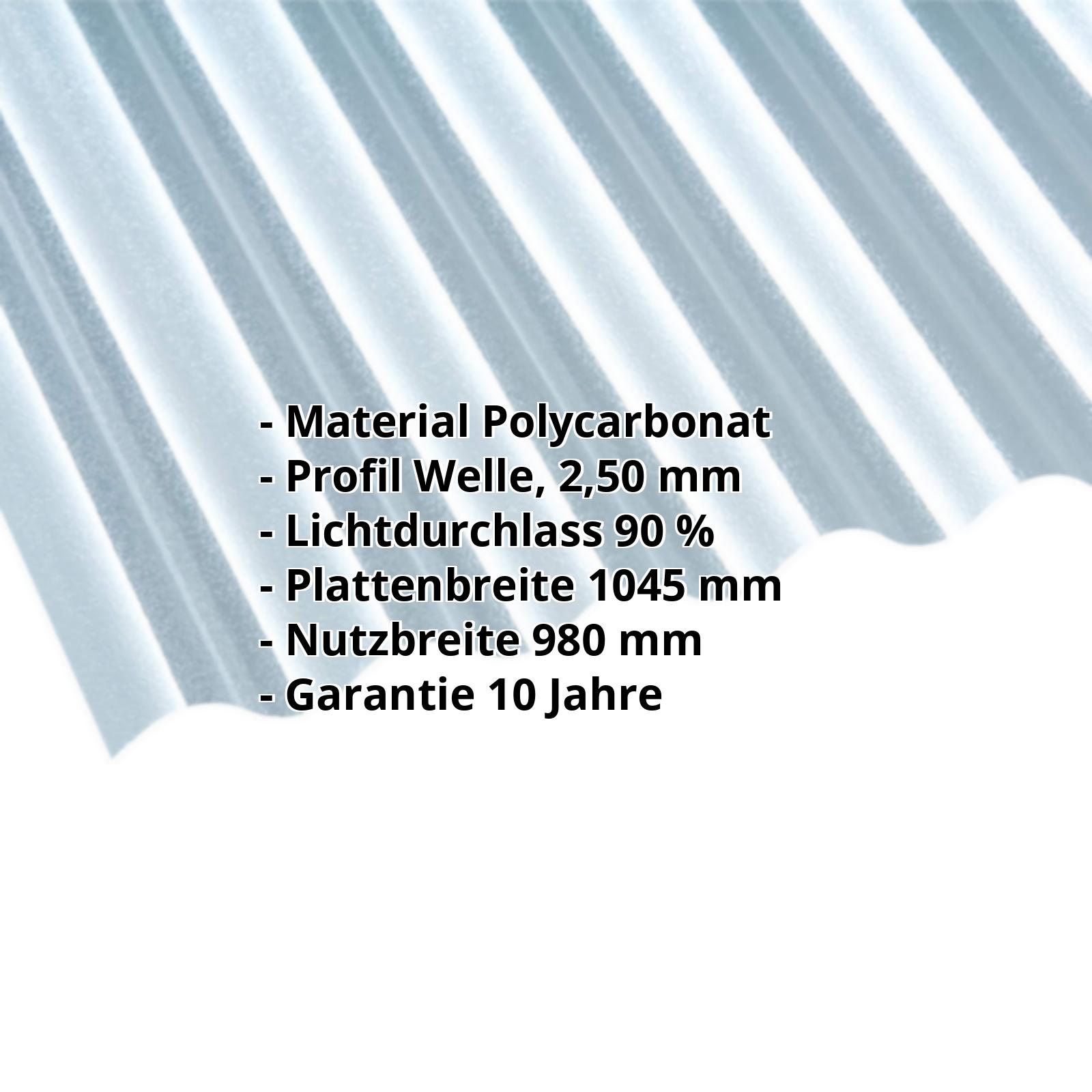 Polycarbonat Wellplatte | 76/18 | 2,50 mm | Klar | C-Struktur | 2000 mm #2