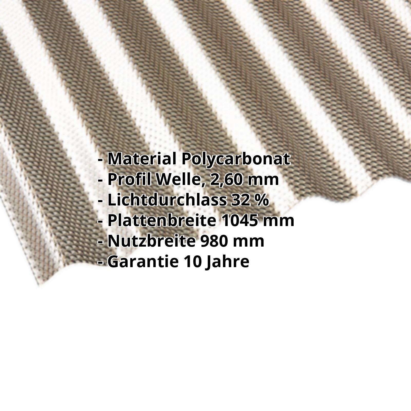 Polycarbonat Wellplatte | 76/18 | 2,60 mm | Bronze | Wabenstruktur | 2000 mm #2