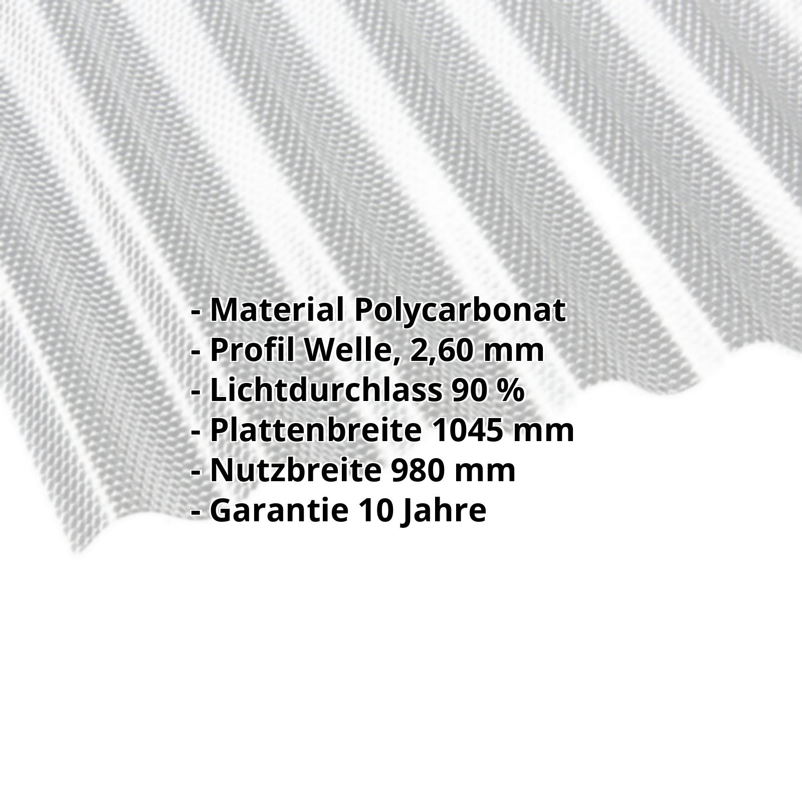 Polycarbonat Wellplatte | 76/18 | 2,60 mm | Klar | Wabenstruktur | 2000 mm #2