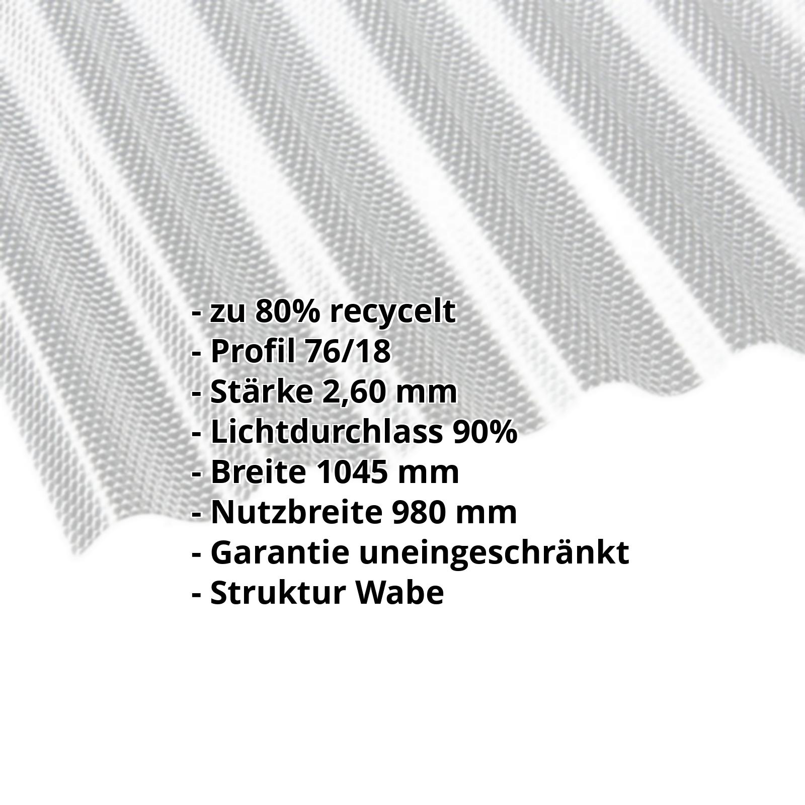 Polycarbonat Wellplatte | 76/18 | 2,60 mm | Klar | Blueline | Wabenstruktur | 2000 mm #2