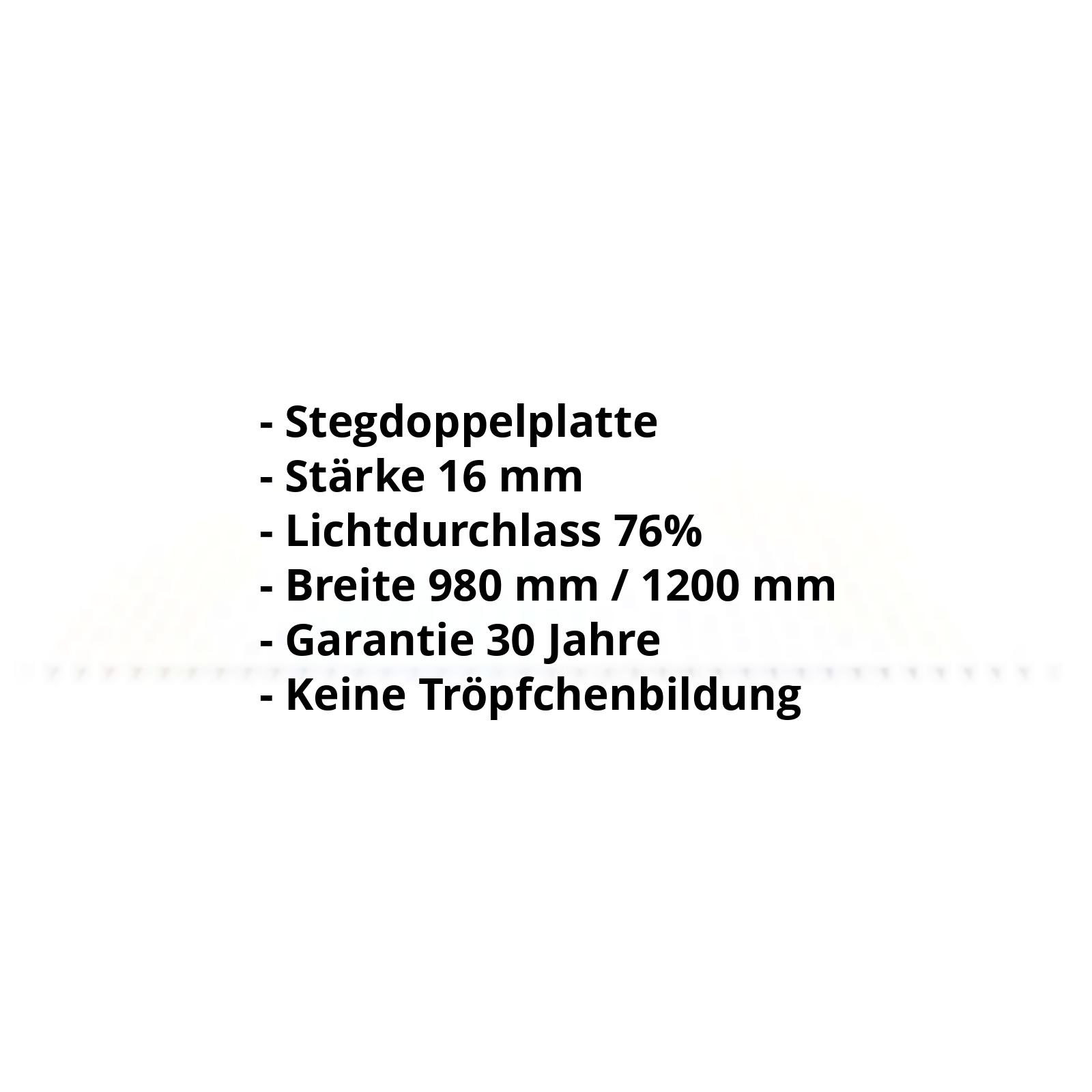 Acrylglas Stegplatte | 16 mm | Breite 980 mm | Opal Weiß | AntiDrop | 500 mm #2