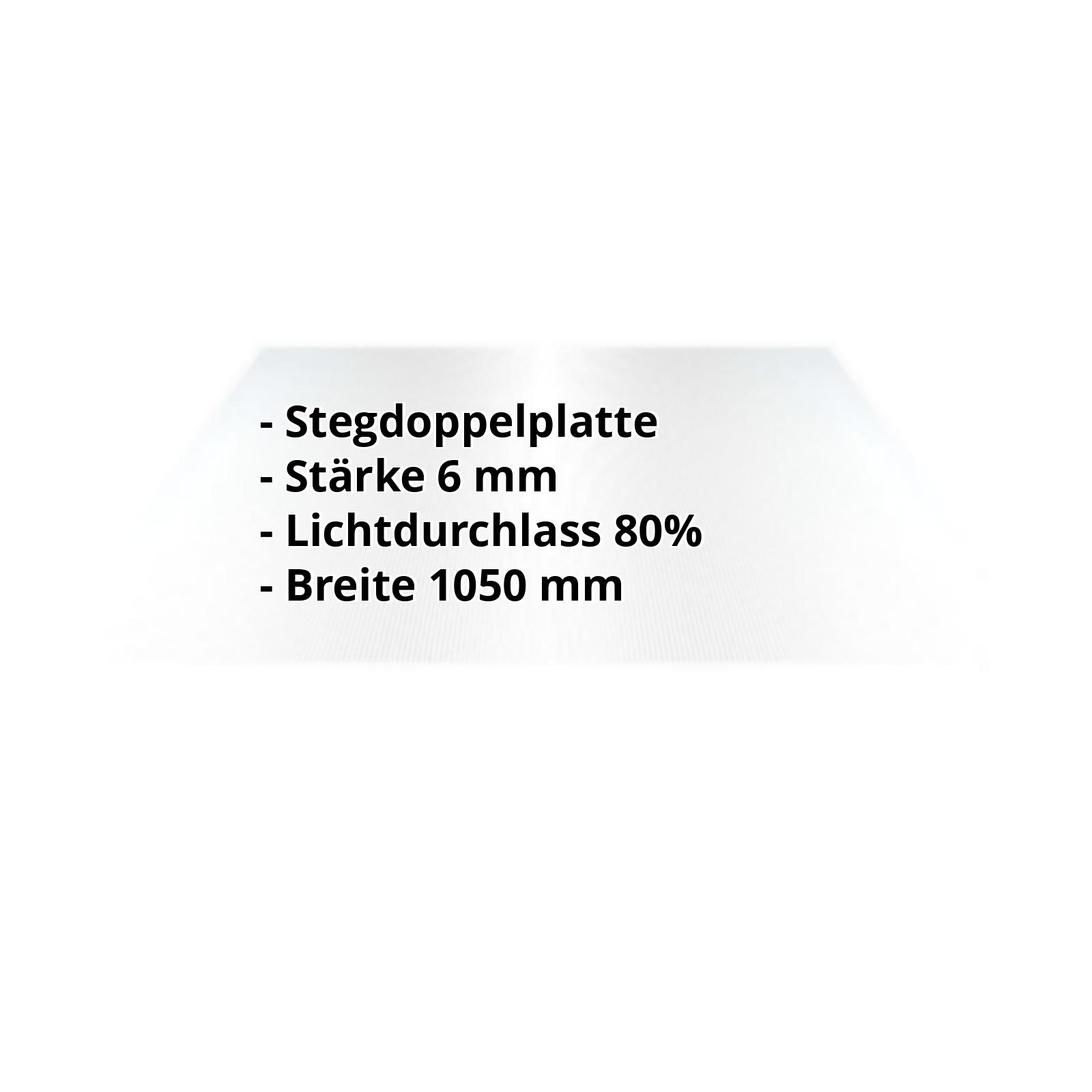 Polycarbonat Doppelstegplatte | 6 mm | Breite 1050 mm | Klar | 500 mm #2