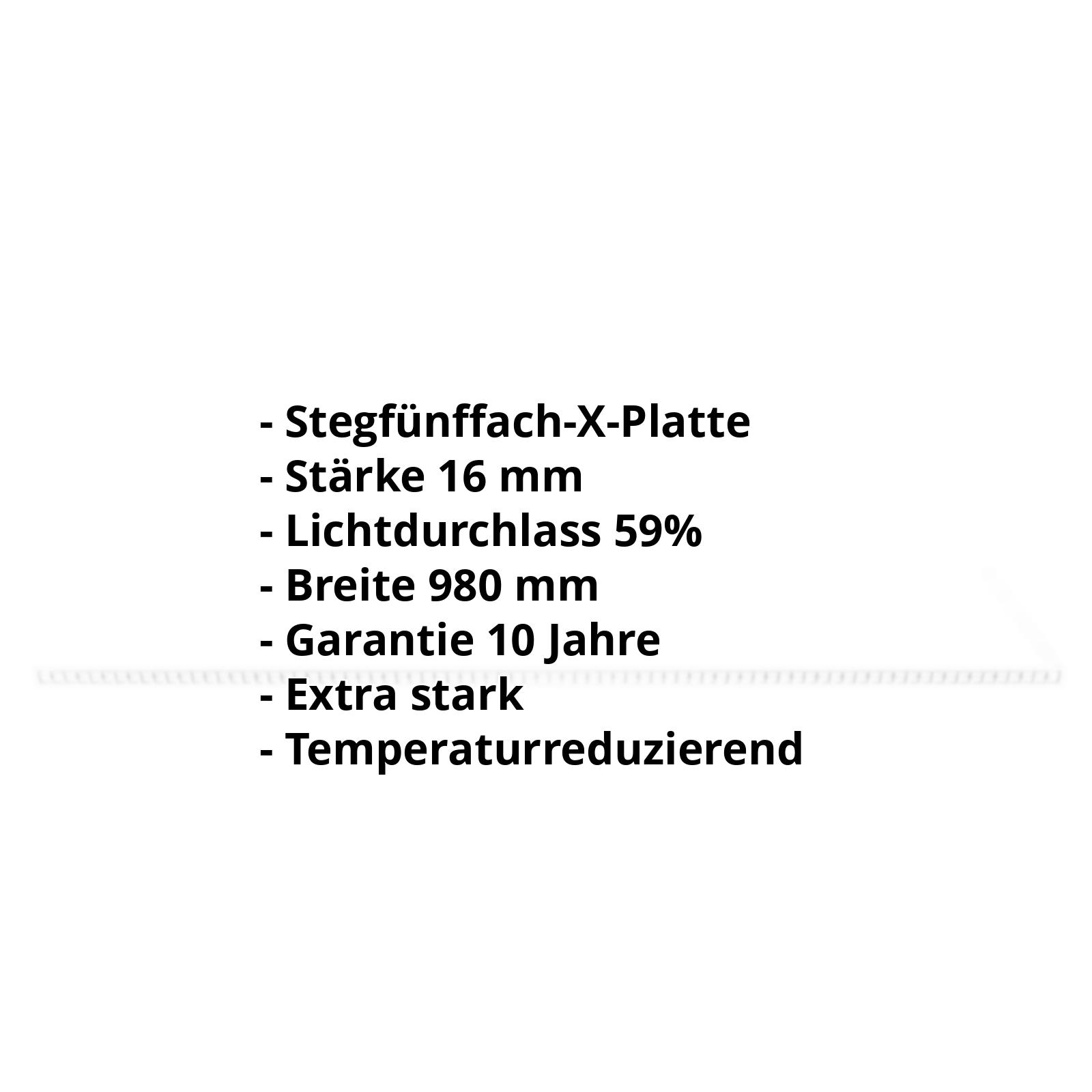 Polycarbonat Stegplatte | 16 mm | Breite 980 mm | Opal Weiß | Extra stark | Temperaturreduzierend | 500 mm #2