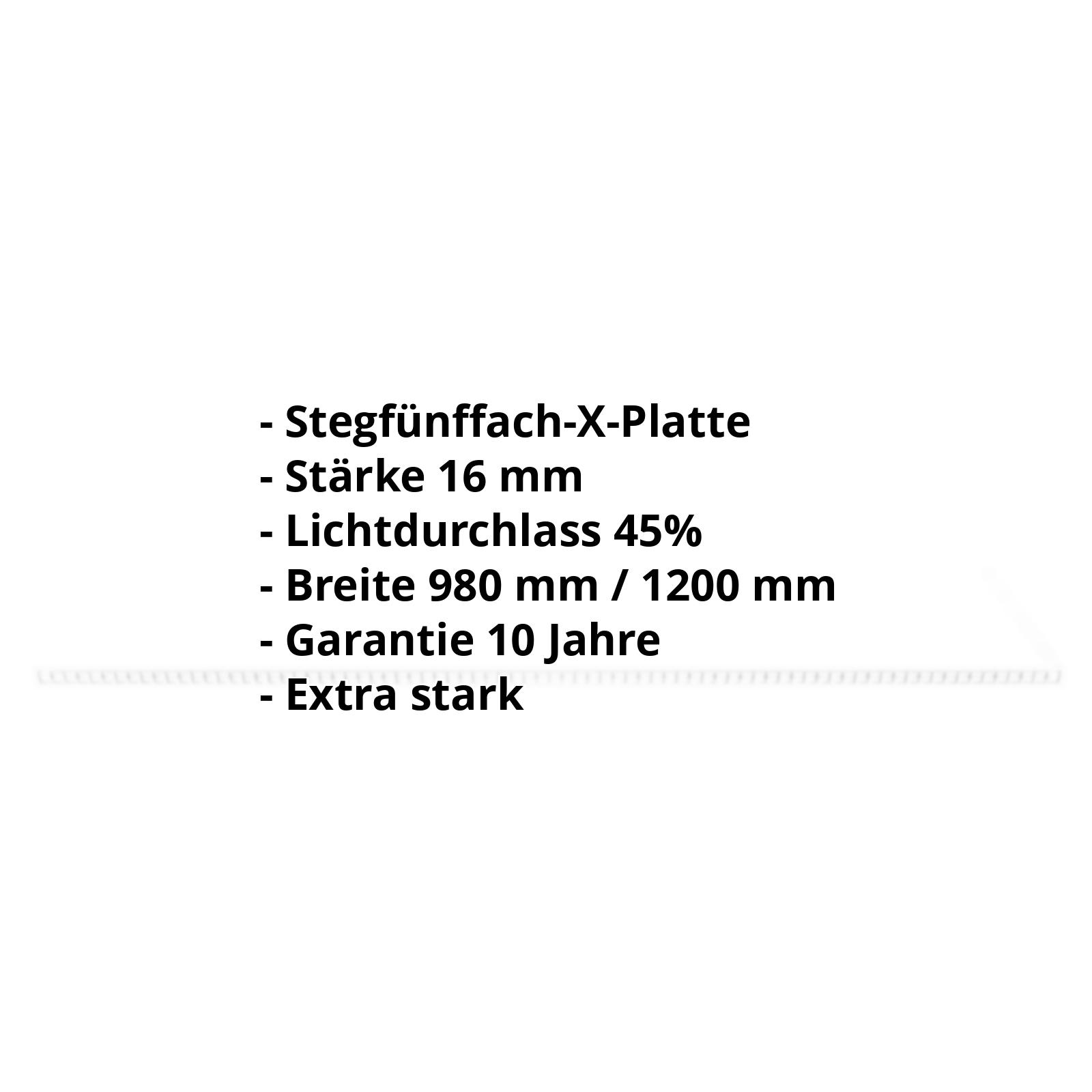 Polycarbonat Stegplatte | 16 mm | Breite 980 mm | Opal Weiß | Extra stark | 500 mm #2