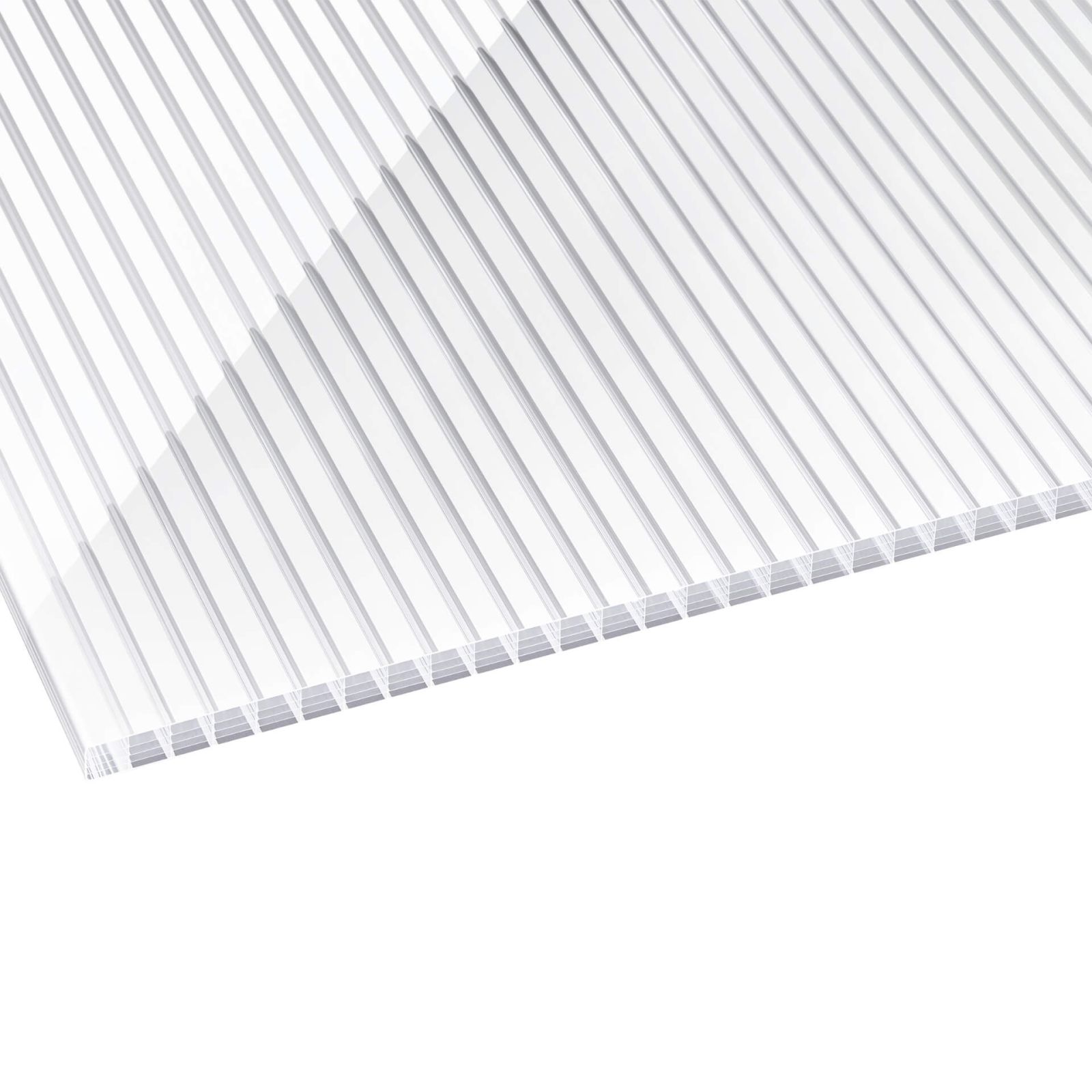 Polycarbonat Stegplatte | 16 mm | Breite 980 mm | Klar / Weiß gestreift | 2000 mm