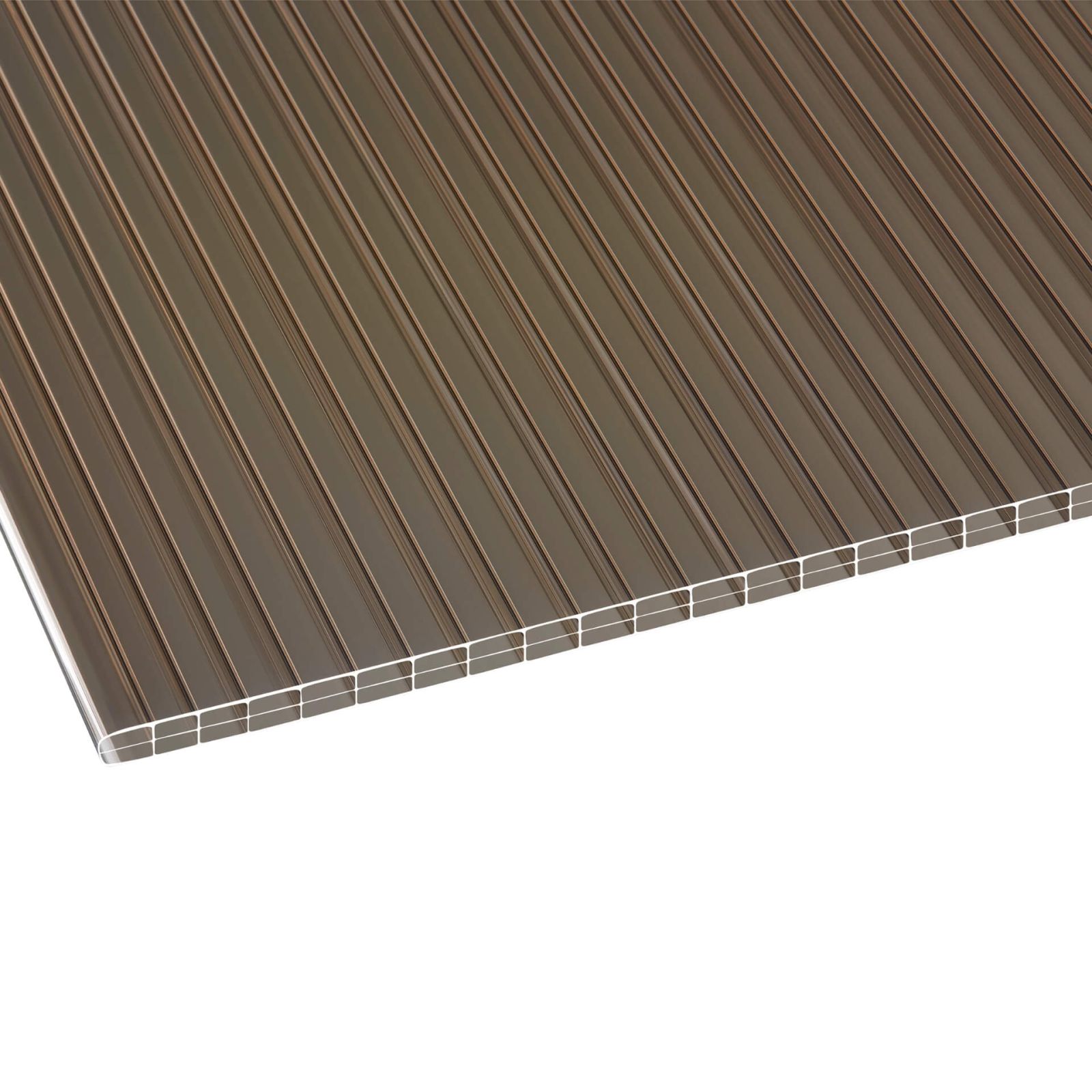 Polycarbonat Stegplatte | 16 mm | Breite 1200 mm | Bronze | Beidseitiger UV-Schutz | 2000 mm