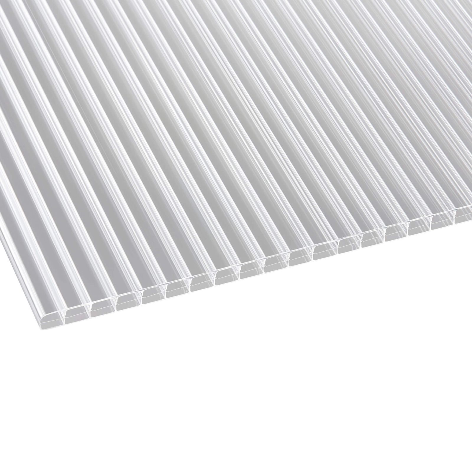 Polycarbonat Stegplatte | 16 mm | Breite 1200 mm | Klar | Beidseitiger UV-Schutz | 2000 mm