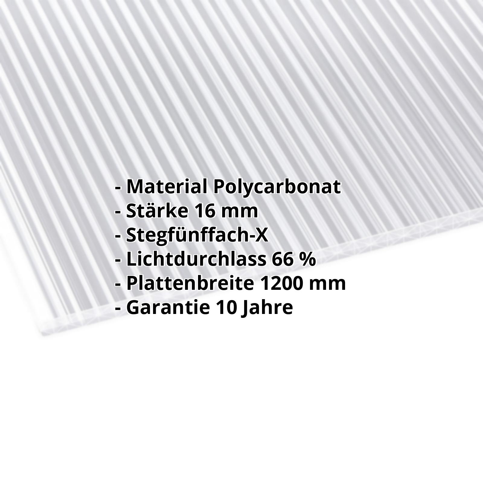 Polycarbonat Stegplatte | 16 mm | Breite 1200 mm | Klar | Extra stark | 2000 mm #2