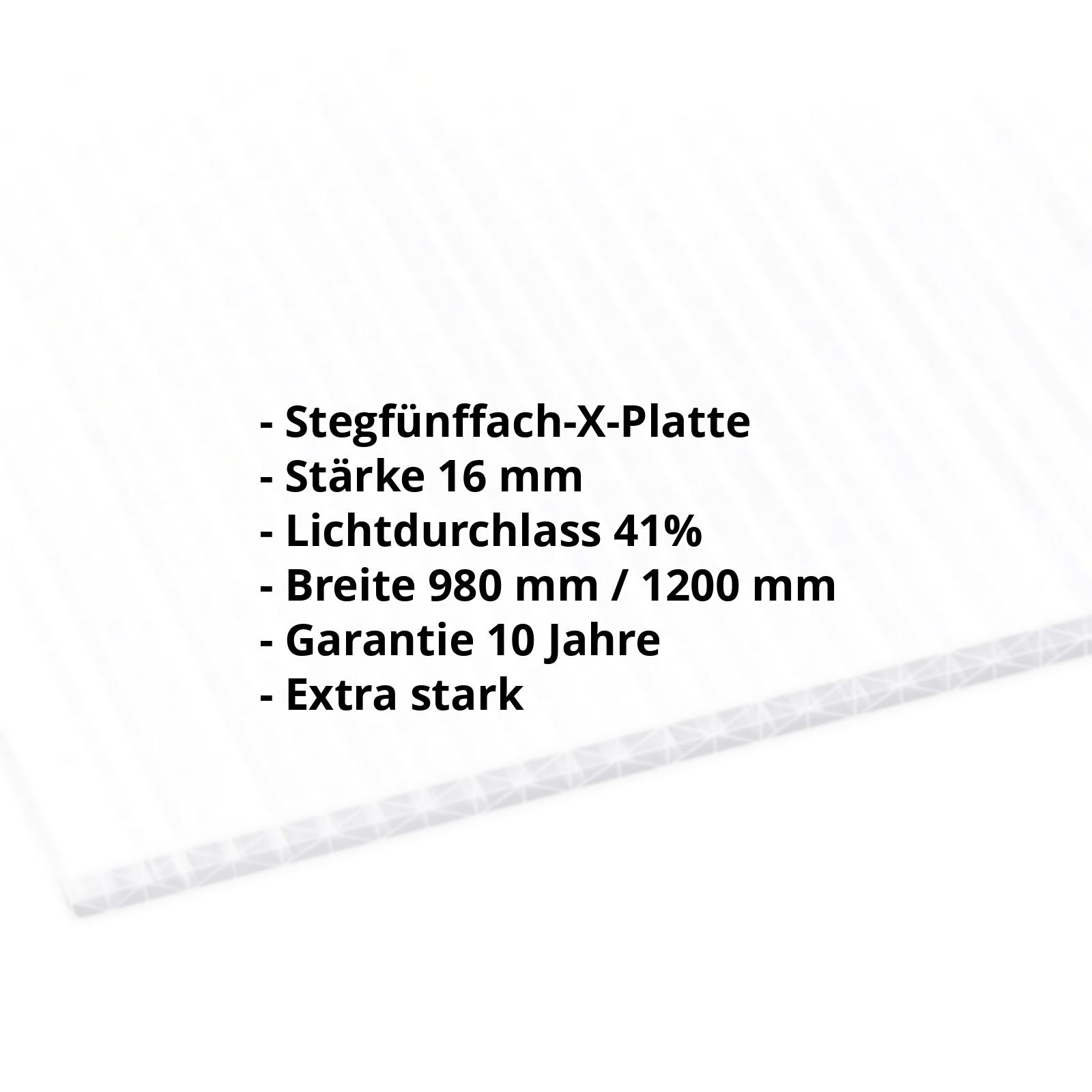 Polycarbonat Stegplatte | 16 mm | Breite 1200 mm | Opal Weiß | Extra stark | 2000 mm #2