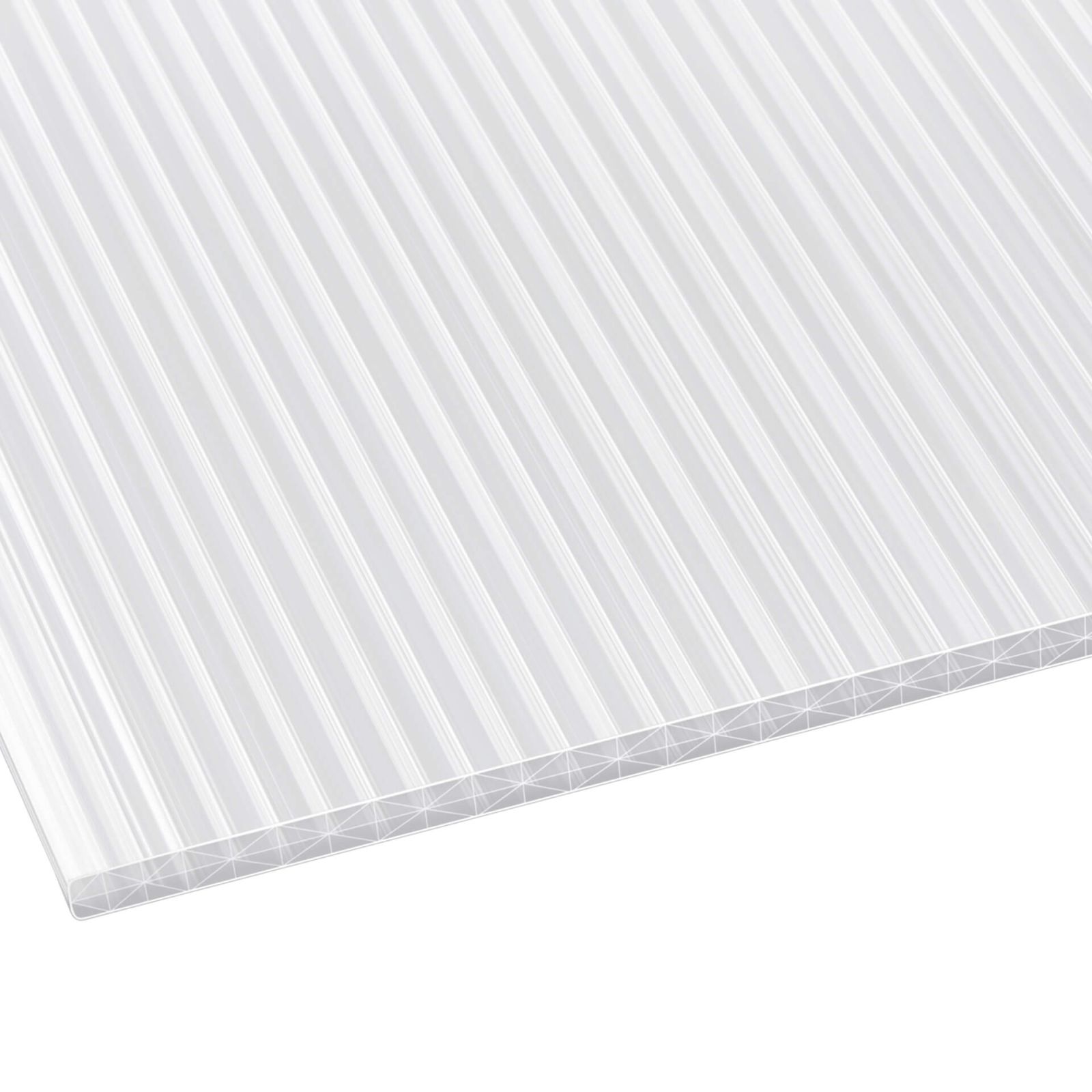Polycarbonat Stegplatte | 16 mm | Breite 980 mm | Opal Weiß | Extra stark | 2000 mm