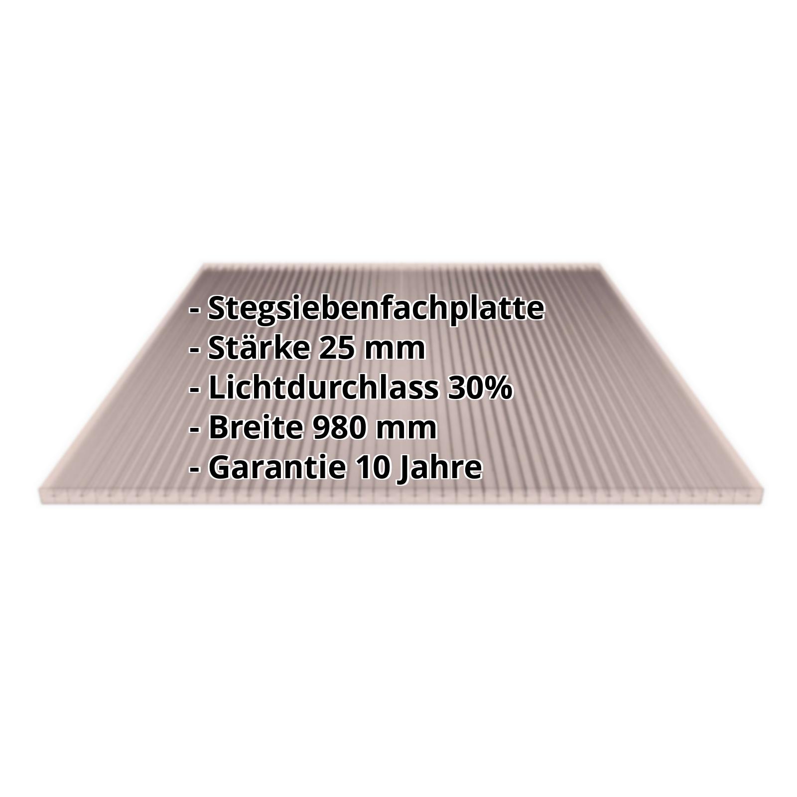 Polycarbonat Stegplatte | 25 mm | Breite 980 mm | Bronze | Extra Stark | 500 mm #2