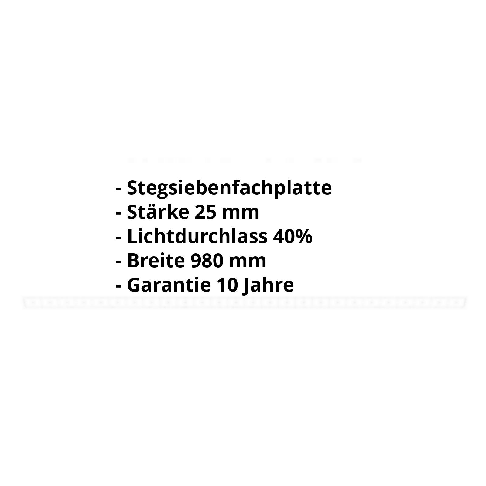 Polycarbonat Stegplatte | 25 mm | Breite 980 mm | Opal Weiß | Extra Stark | 500 mm #2