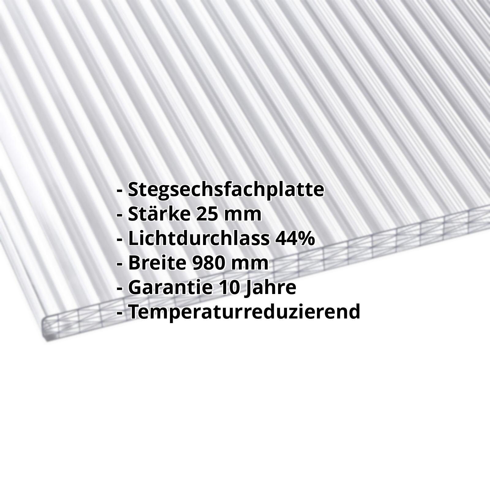 Polycarbonat Stegplatte | 25 mm | Breite 980 mm | Opal Weiß | Extra Stark | Temperaturreduzierend | 2000 mm #2
