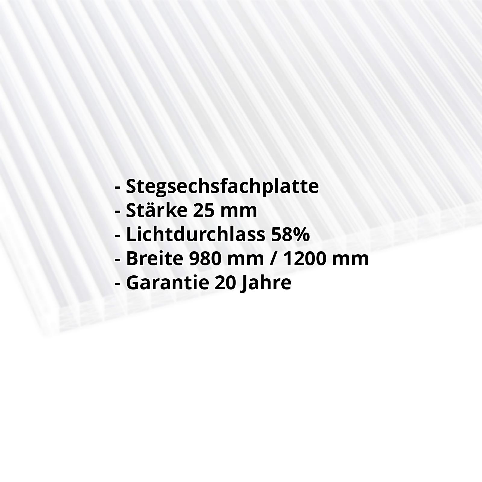 Polycarbonat Stegplatte | 25 mm | Breite 1200 mm | Klar | Extra Stark | 2000 mm #2