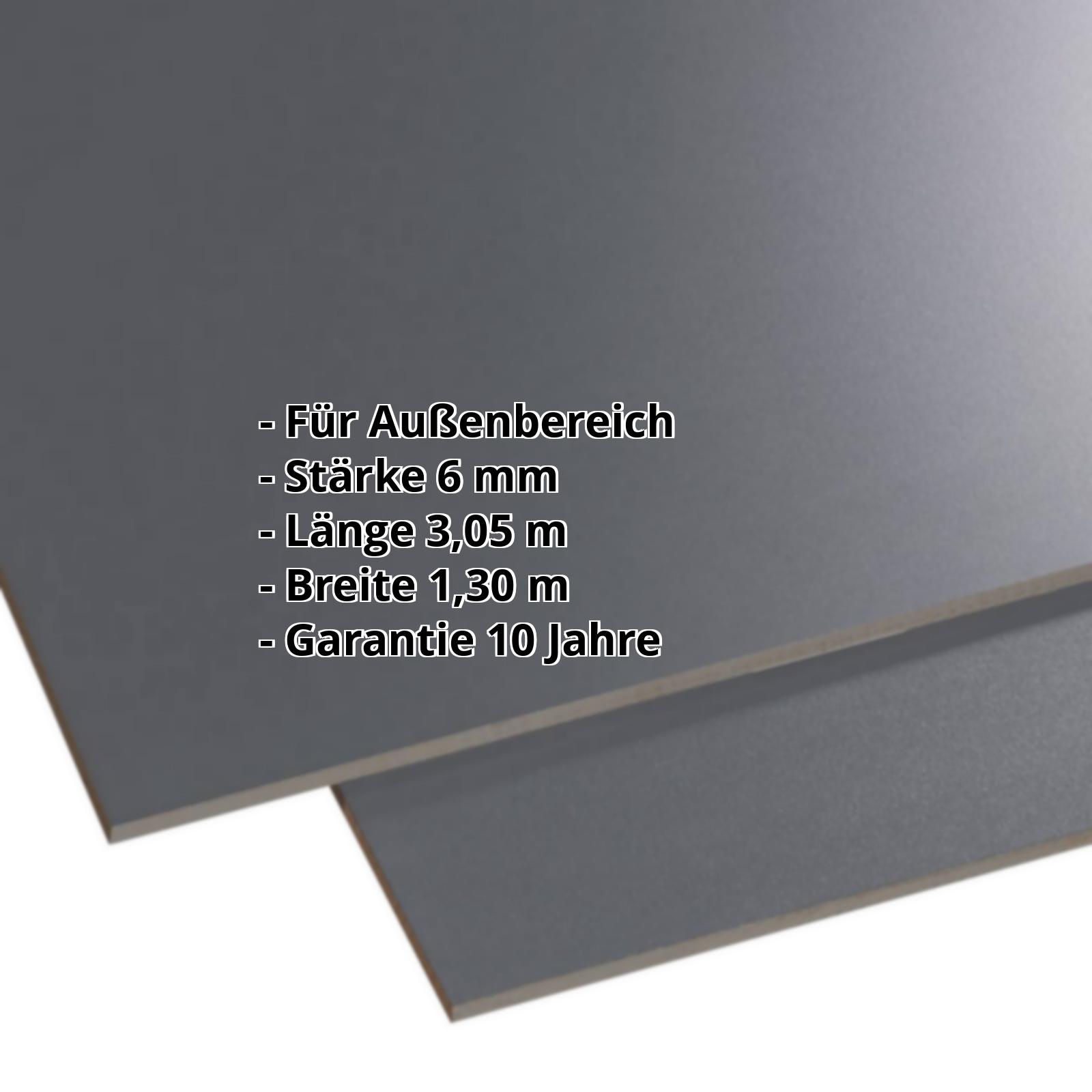HPL Schichtstoffplatte | Außen | 6 mm | Anthrazit | 3,05 x 1,30 m #2