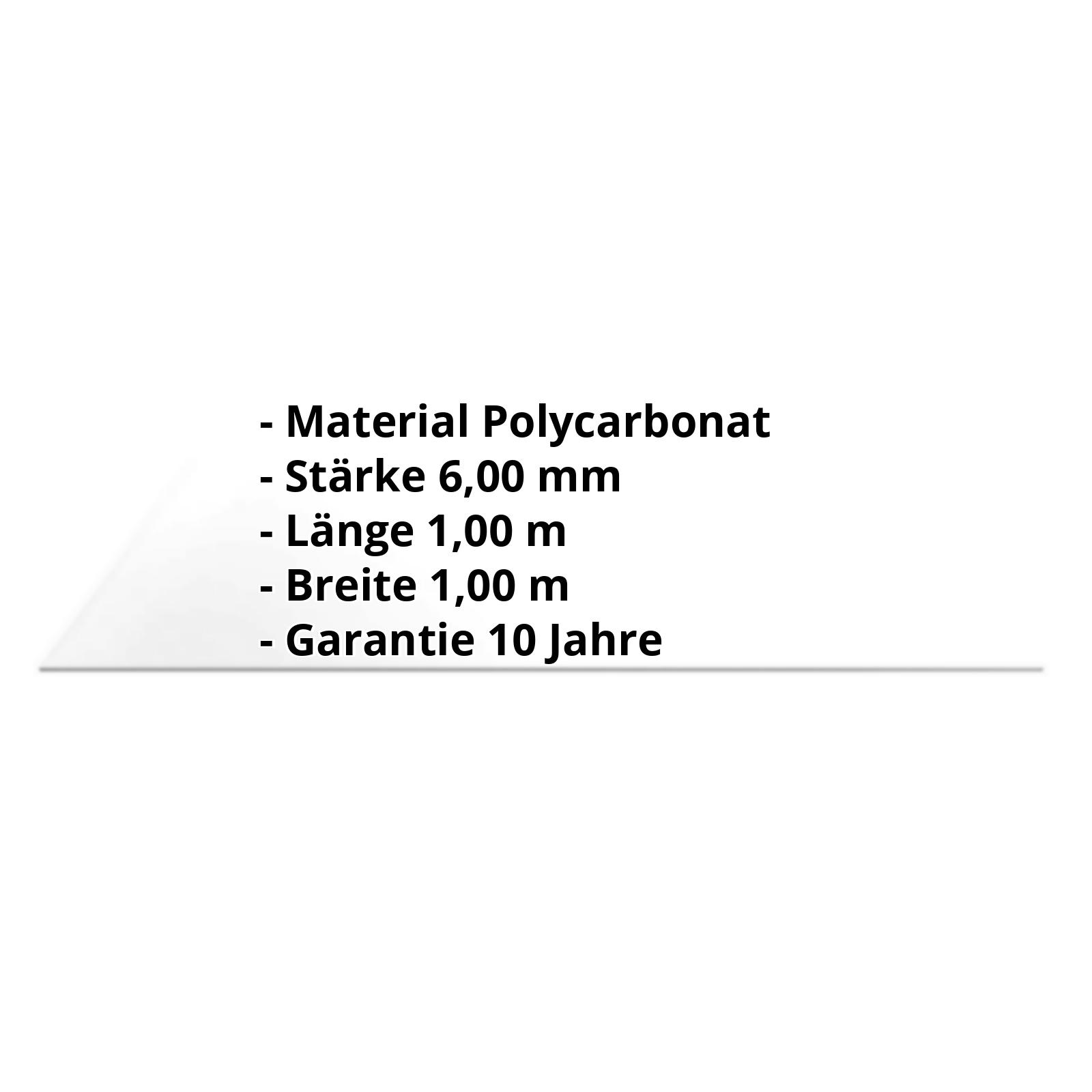 Polycarbonat Massivplatte | 6 mm | Glasklar | 1,00 x 1,00 m #2