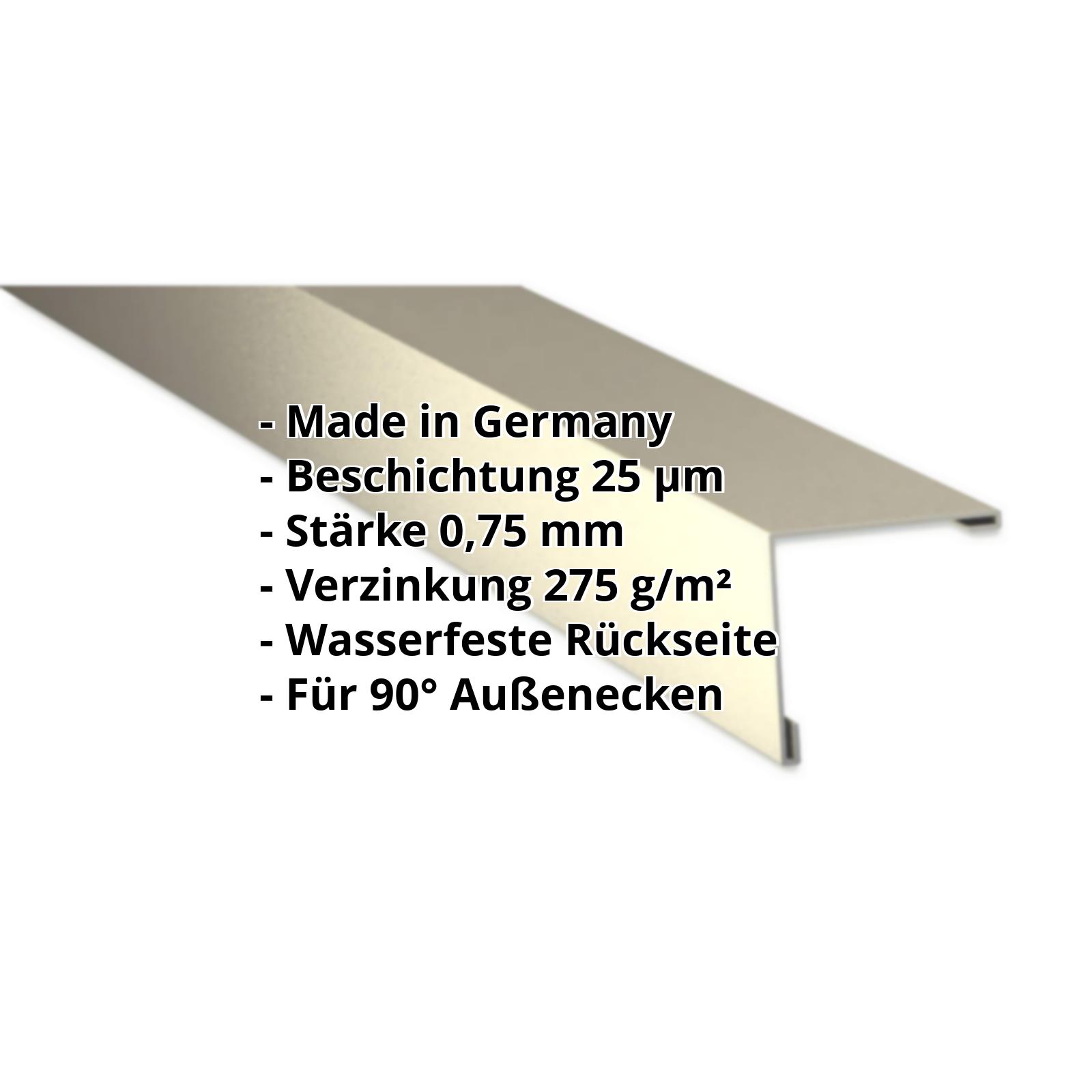 Außenecke | 25 µm Polyester | 115 x 115 mm | Stahl 0,75 mm | 1015 - Hellelfenbein #2