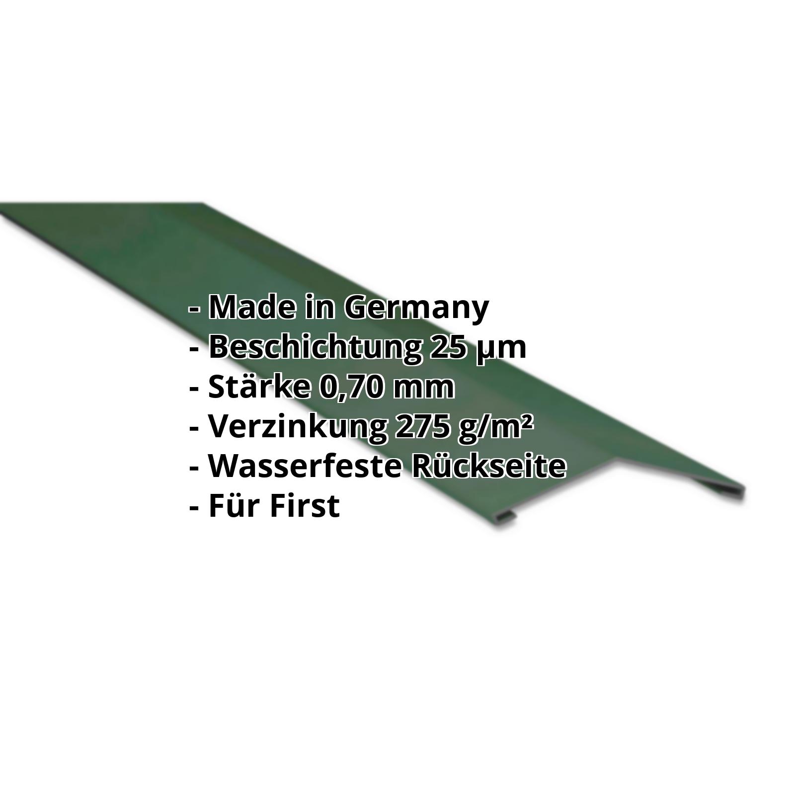 Firstblech flach | 25 µm Polyester | 145 x 145 mm | 150° | Aluminium 0,70 mm | 6005 - Moosgrün #2