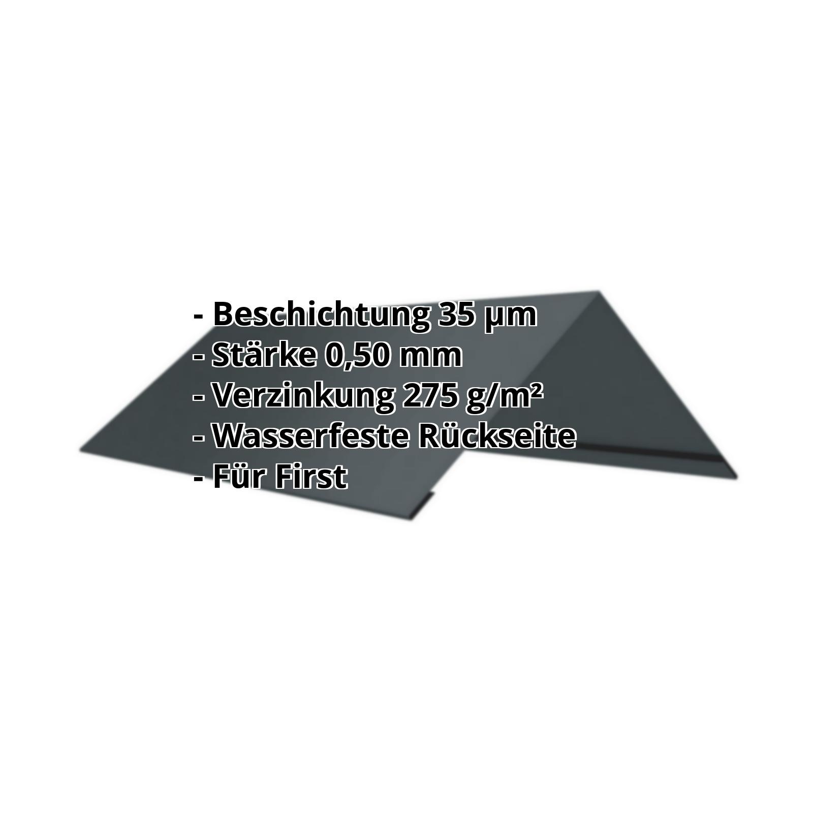 Firstblech flach | 35 µm Mattpolyester | 145 x 145 x 2000 mm | 100° | Stahl 0,50 mm | 7016 - Anthrazitgrau #2