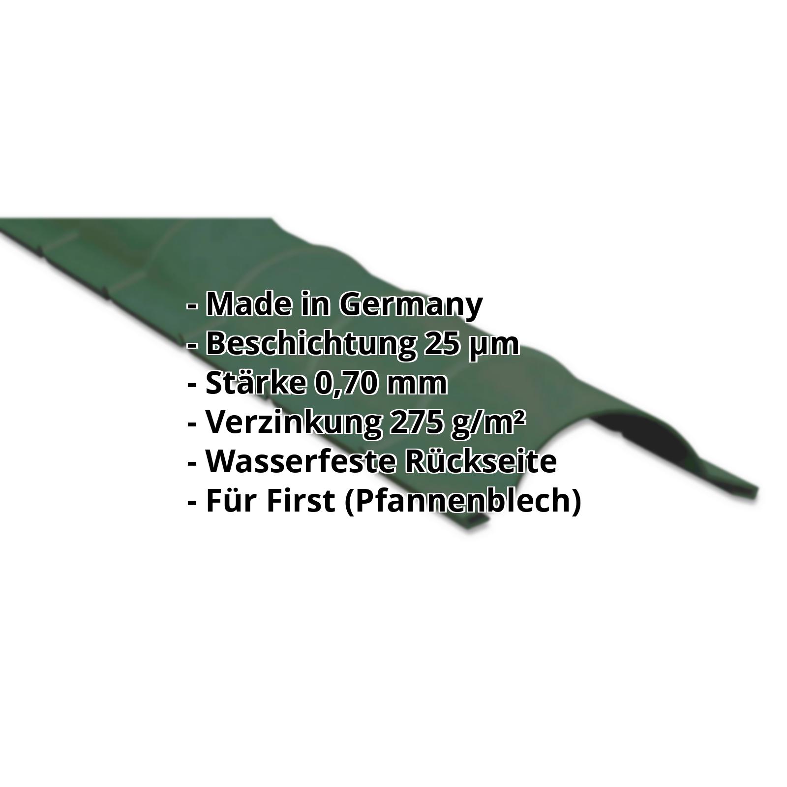 Firstblech halbrund | 25 µm Polyester | 1,86 m | Aluminium 0,70 mm | 6005 - Moosgrün #2