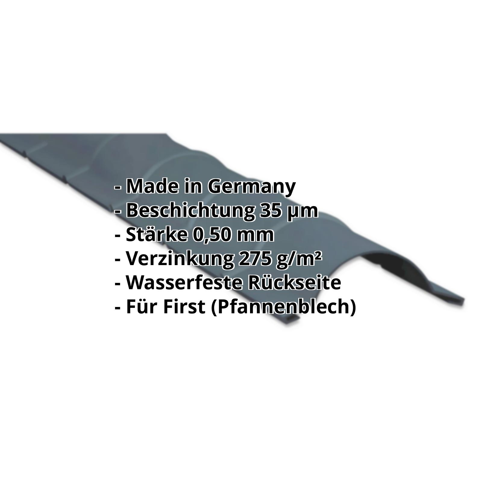 Firstblech halbrund | 35 µm Mattpolyester | 1,86 m | Stahl 0,50 mm | 23 - Dunkelgrau #2
