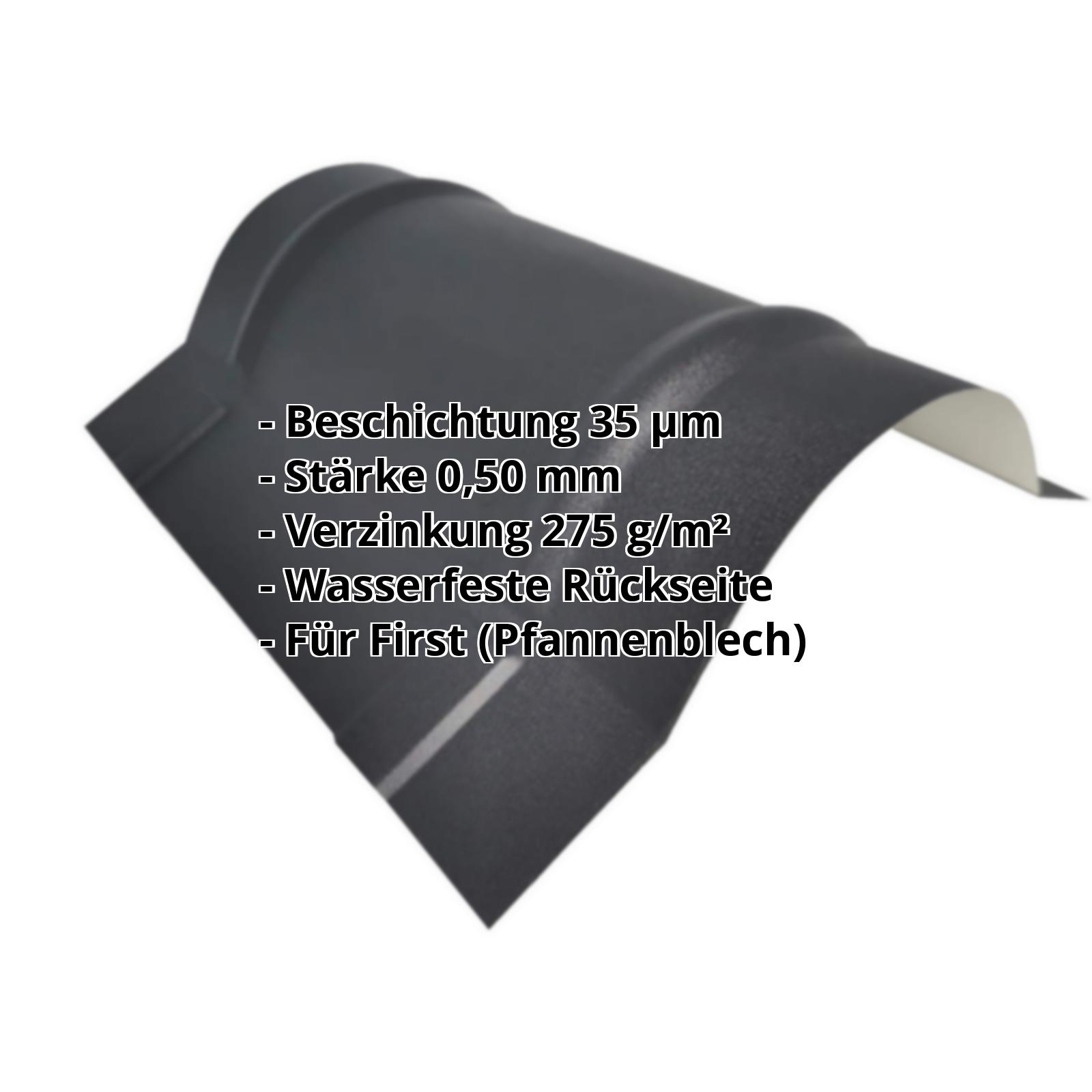 Firstblech halbrund klein | 35 µm Mattpolyester | 1,965 m | Stahl 0,50 mm | 7016 - Anthrazitgrau #2