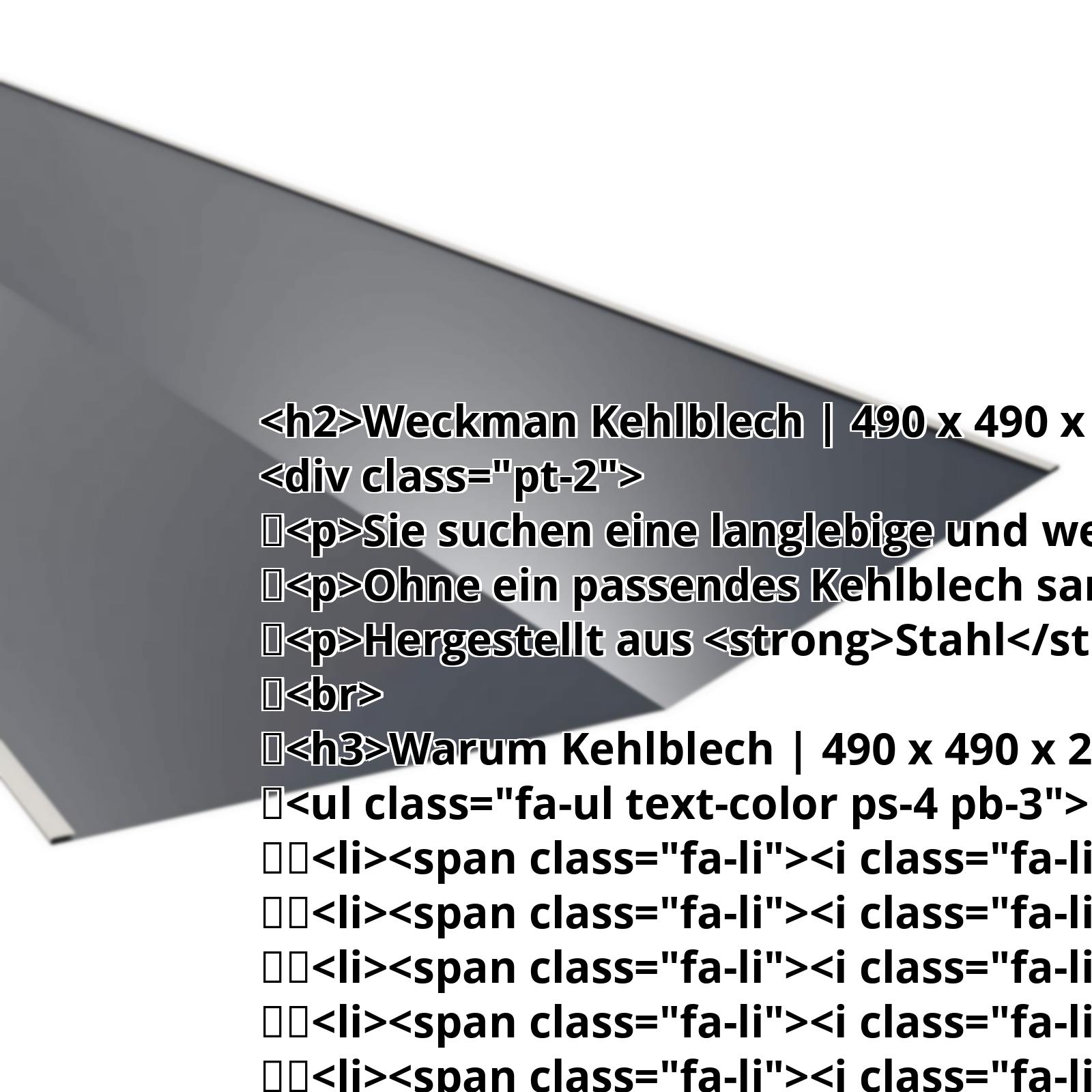 Kehlblech | 490 x 490 x 2000 mm | Stahl 0,50 mm | 25 µm Polyester | 7016 - Anthrazitgrau #2