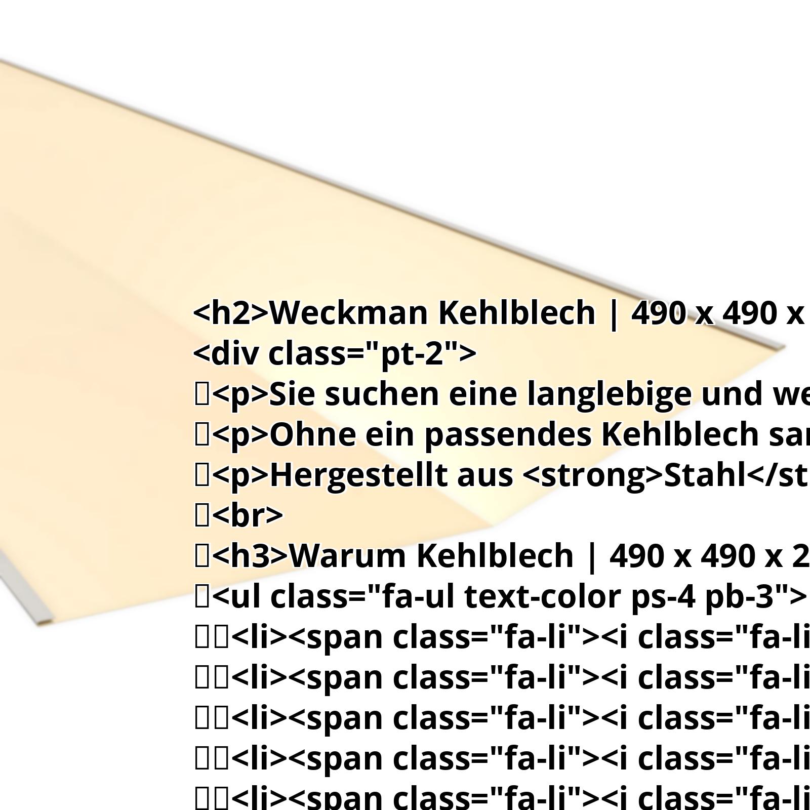 Kehlblech | 490 x 490 x 2000 mm | Stahl 0,75 mm | 25 µm Polyester | 1015 - Hellelfenbein #2