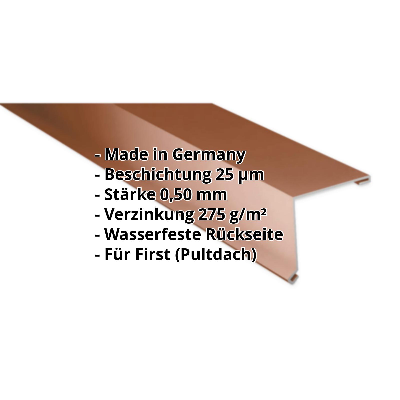 Pultabschluss | 25 µm Polyester | 115 x 115 mm | 85° | Stahl 0,50 mm | 8011 - Nussbraun #2