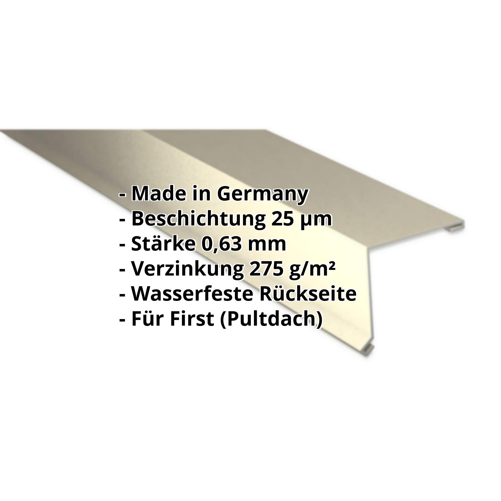 Pultabschluss | 25 µm Polyester | 115 x 115 mm | 80° | Stahl 0,63 mm | 1015 - Hellelfenbein #2
